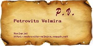 Petrovits Velmira névjegykártya